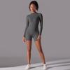 Tuta Sportiva da Yoga a Manica Lunga con Zip per Donna, Tuta da Palestra Push Up, Abbigliamento per Allenamento Fitness Sportivo, Body Elasticizzato, Set Yoga
