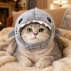 Funny Adjustable Cat Shark Headdress Warm Soft Cat Decorative Hat Cute Cartoon Cat Warm Hat Cosplay Party Pet Head Cover