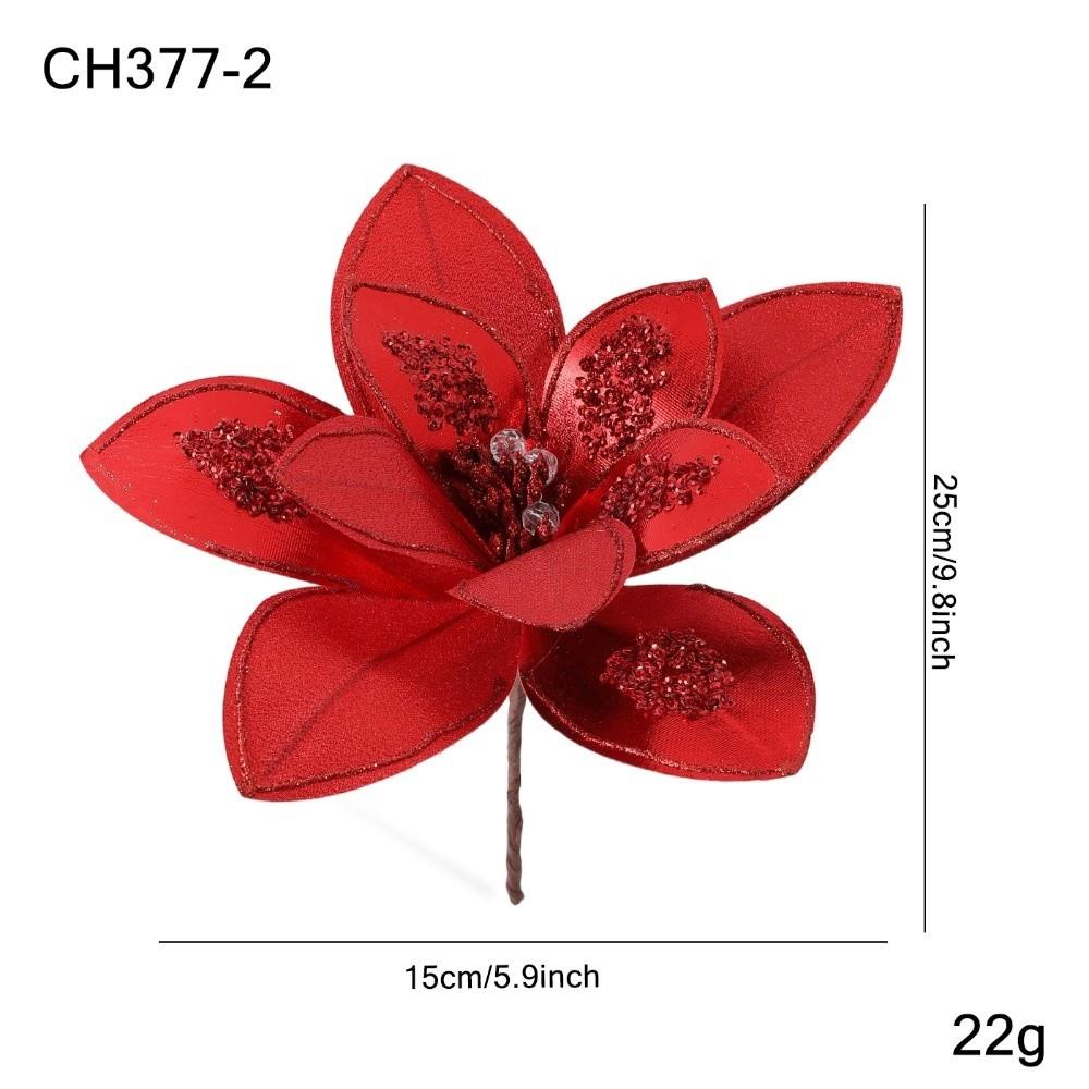 15CM Artificial Poinsettia Flower Glitter Sequins Flower New Simulation Flowers  Home Decoration