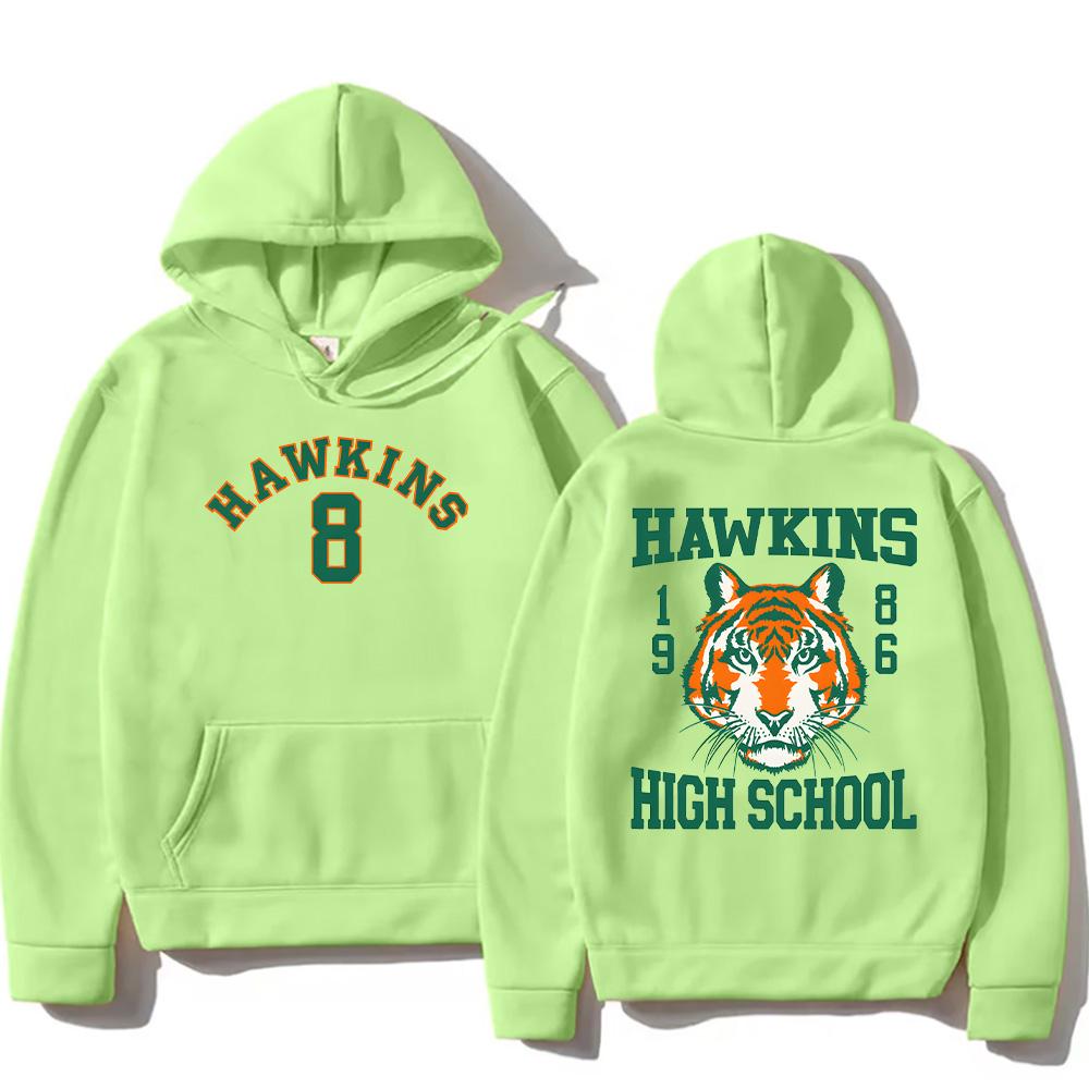 Hawkinss Tigers Hoodie Fashion Trendy Cartoon Print Sweatshirts Men's Women's Loose Pullover Oversized Casual Streetwear Clothes