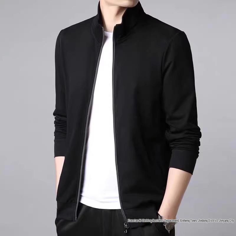 Men's Trendy Loose-Fit Stand-up Collar Zipper Cardigan Hoodie - Spring/Autumn Versatile Baseball Jacket, Plus Size Available