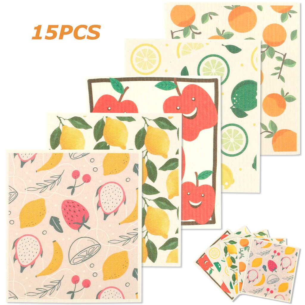 5/15PCS Kitchen Dish Towels Absorbent Swedish Dishcloths Oil-Free Cleaning Cloths for Washing Dishes Cleaning Kitchen Dish Rags
