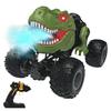 Remote Control Dinosaur Car Triceratops Green RC Stunt Car Toy with Spray and Light