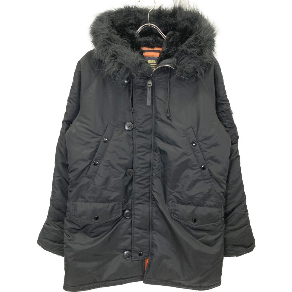ALPHA INDUSTRIES Black N-3B Flight Jacket Coat M blackUsed