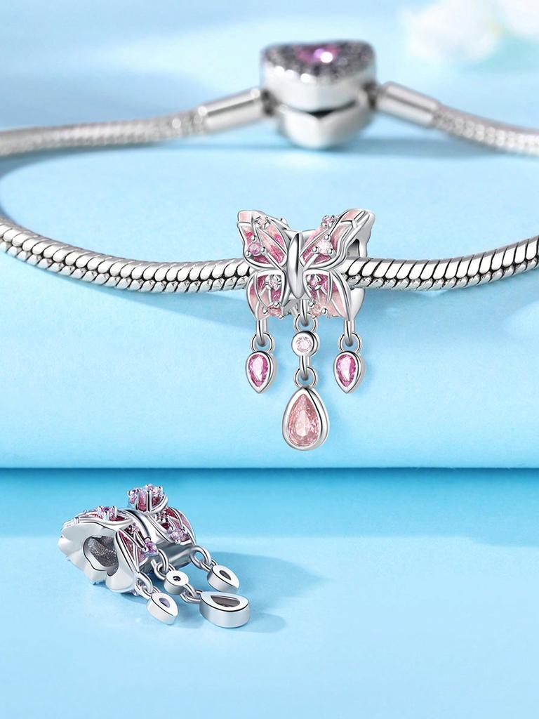Charms Plata Colorful Insect Butterflies Beads Charm Copper Plated Fit Charms Original Bracelet For Jewelry Making Diy Charm