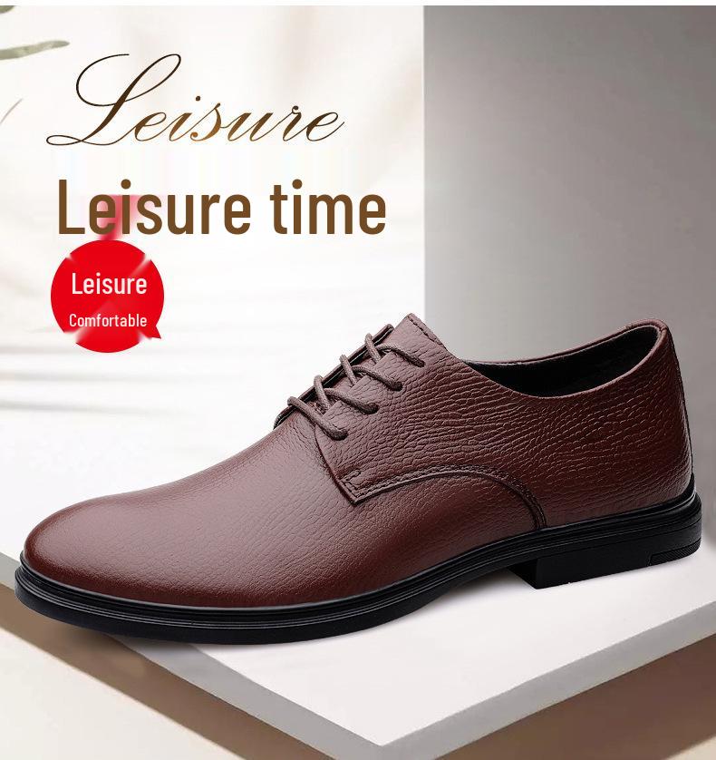 Men's Summer Business Leather Shoes - British Style Lace-up Casual Formal Genuine Leather, Large Sizes Available