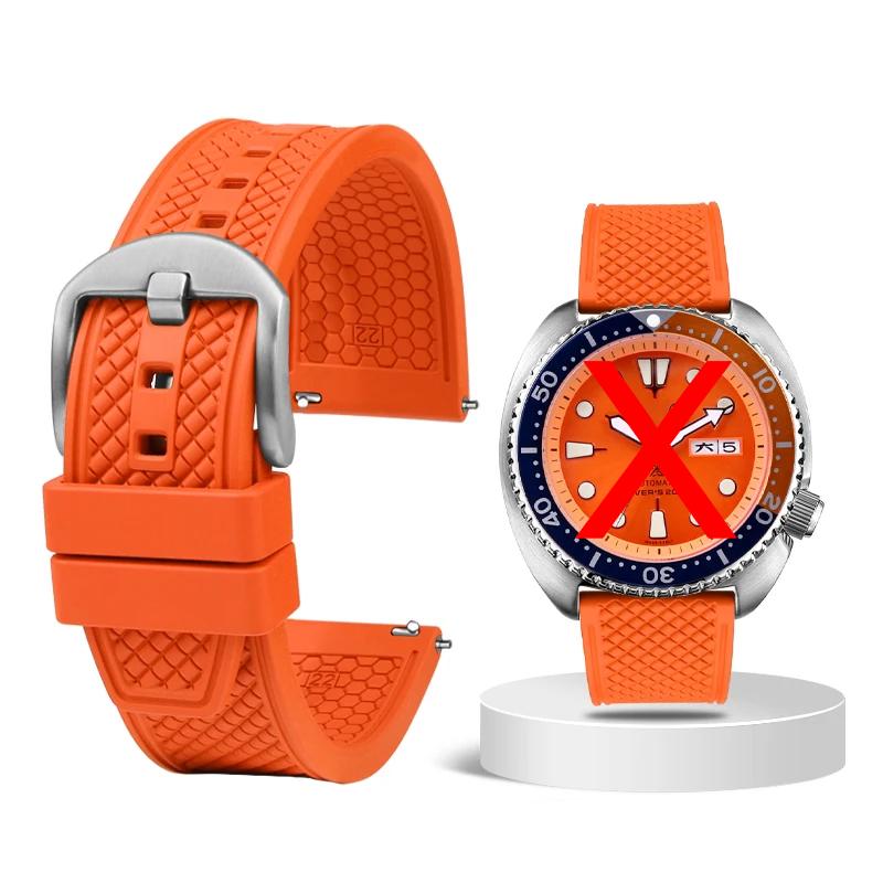 20mm 22mm Premium-Grade Fluororubber Watch Strap For Seiko IWC Rolex Casio Waffle Strap Universal Men Diver Sports Watch Band