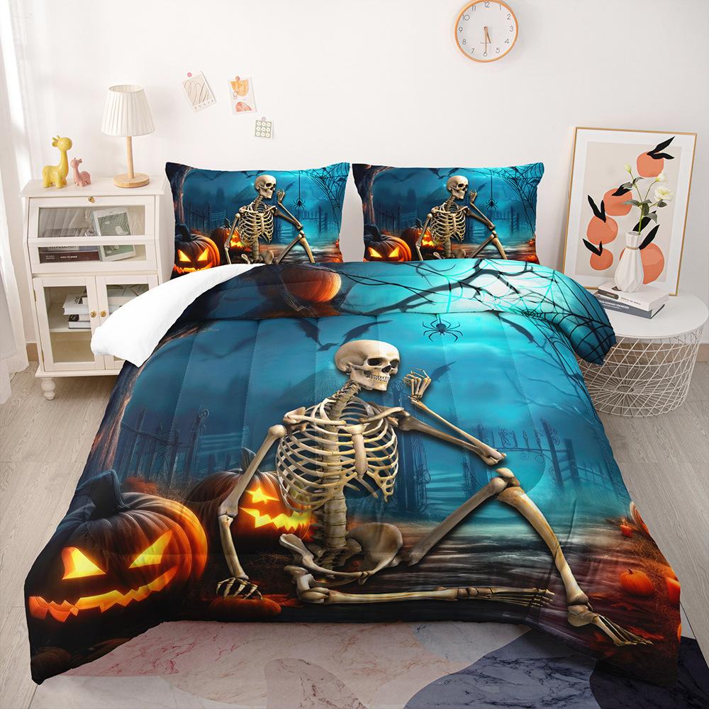 Halloween Fun Cartoon Bedding Set Full Size King Size, Microfiber Comforter Cover Set, Single Quilt Cover For Teen Boys Girls