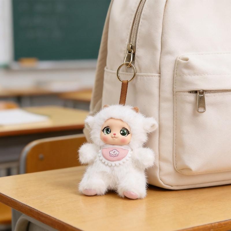 Fashionable Plush Doll Keychain In Sitting Pose 16cm Long Fashion Backpack Charm For Personalizing Keys And Bags