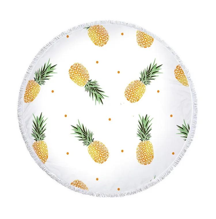 Summer Round Beach Towel Flamingo Tropical Plant Pineapple Printing Bath Shower Towels Bikini Cover Up Beach Towel