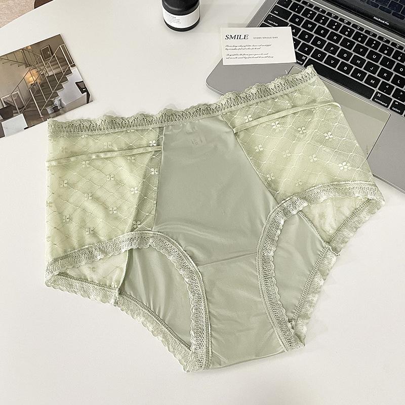 

Lady Summer Ultra Thin Sweet Pure Desire Sexy Net Gauze Small Broken Flower Satin Wrap Hip Without Trace Briefs One size мятный зеленый