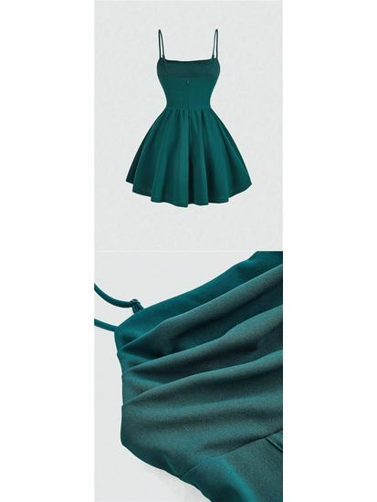 New Summer Fashion Evening Gown: Sexy Solid Color Pleated Dress with Back Zipper & Spaghetti Straps