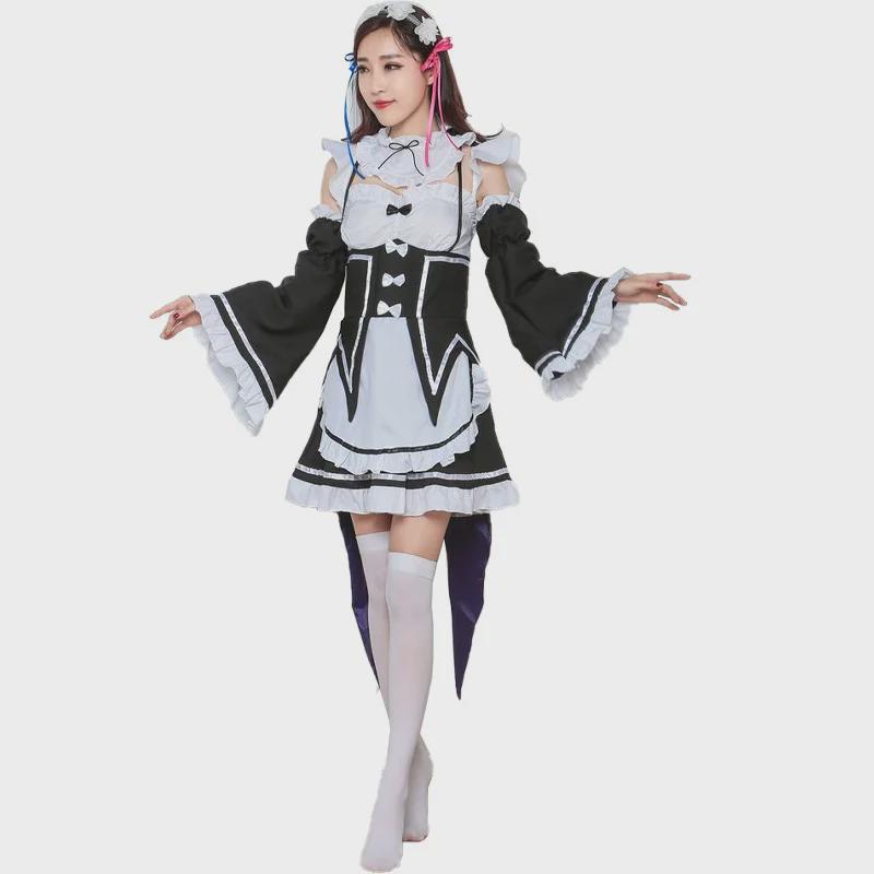 S-3XL Re:Zero Anime Maid Costume - Large Size Ram/Rem Outfit