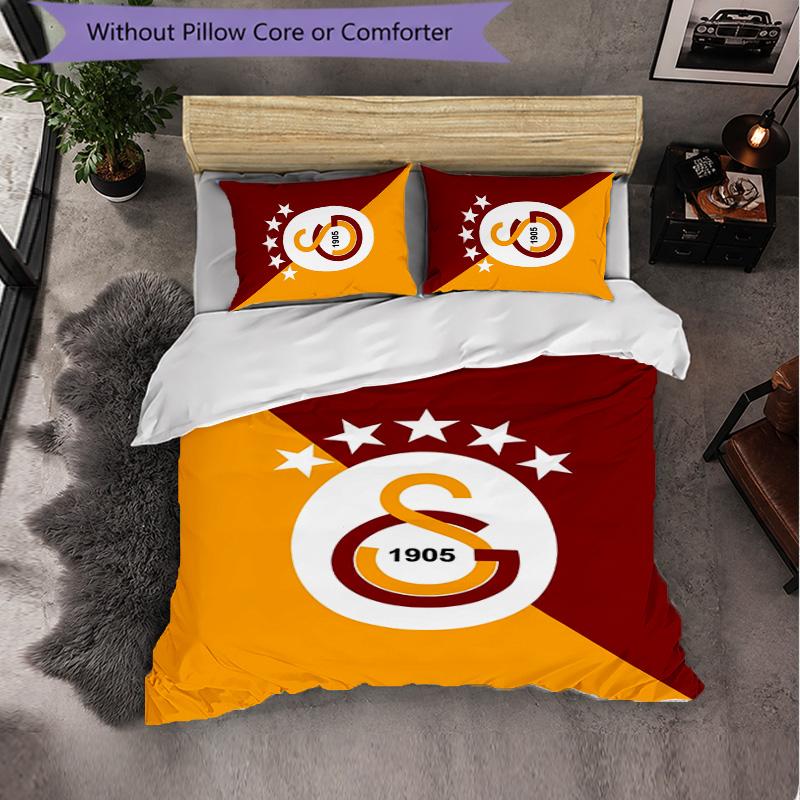 Biancheria da letto a tema Galatasaray FC Set 3 Pezzi Copripiumino Biancheria da letto decorativa per camera da letto per adolescenti Decorazione per la casa