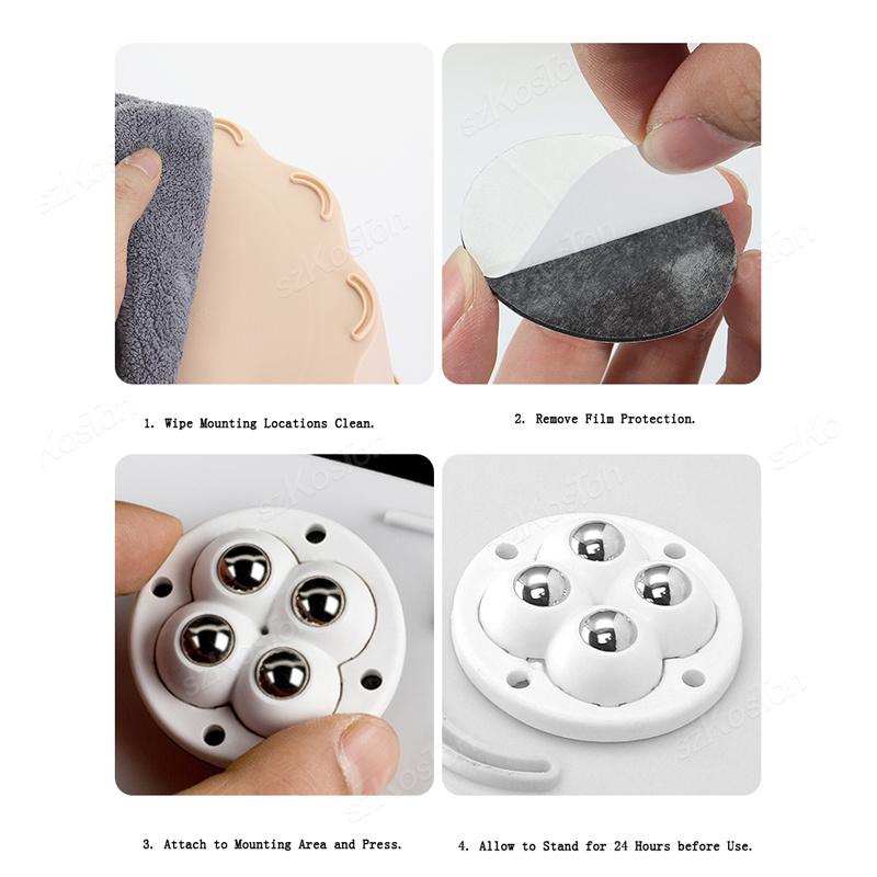 1Pcs Non Punching Adhesive Furniture Ball Universal Pulley Household Mobile Base Accessories Trash Can Bottom Small Wheel