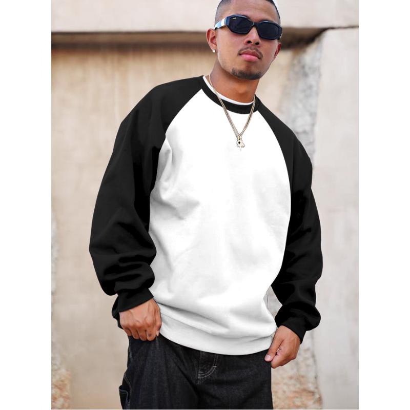 

Round Neck Pullover Sweatshirt for Men Simple and Versatile Loose Long-sleeved Top S чёрный