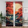 Kitchen Curtains for Living Room Curtain Sun Moon and Tree Home Interior Curtains 2 Pieces Shades Tulle for Bedroom Partition