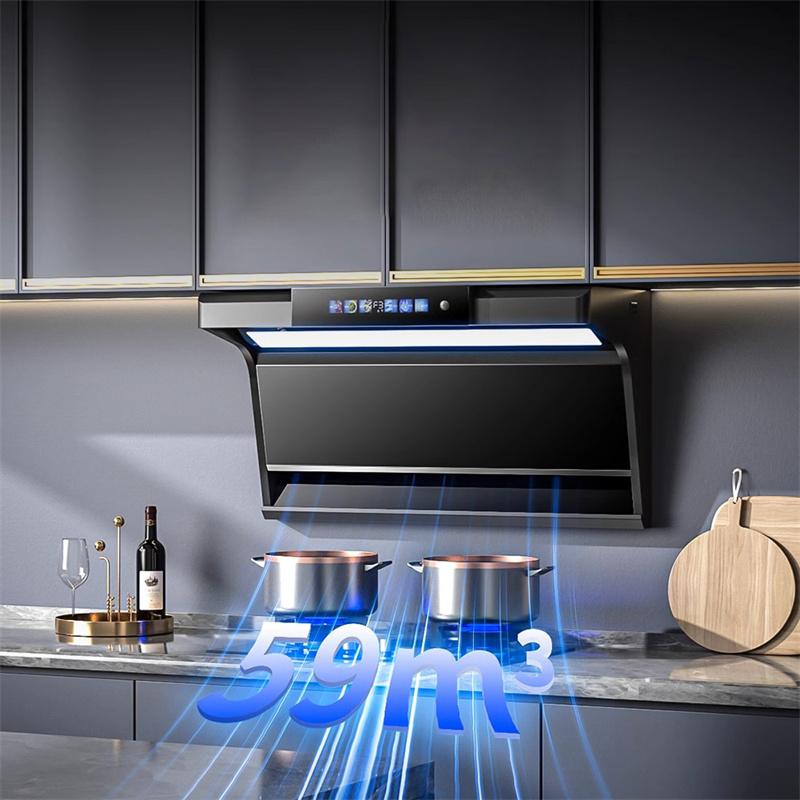 Household Range Hood for Kitchen Large Suction Range Hood Top Side Double Suction Exhaust Fan Small Kitchen Smoke Extractor