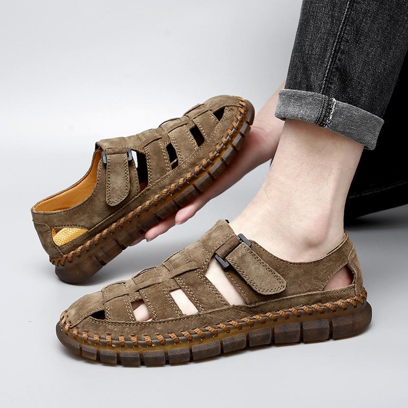 Høykvalitets sommersandaler slip-on herresandaler ekte skinn herresko mann komfortable fritidssko allsidige stilige menn