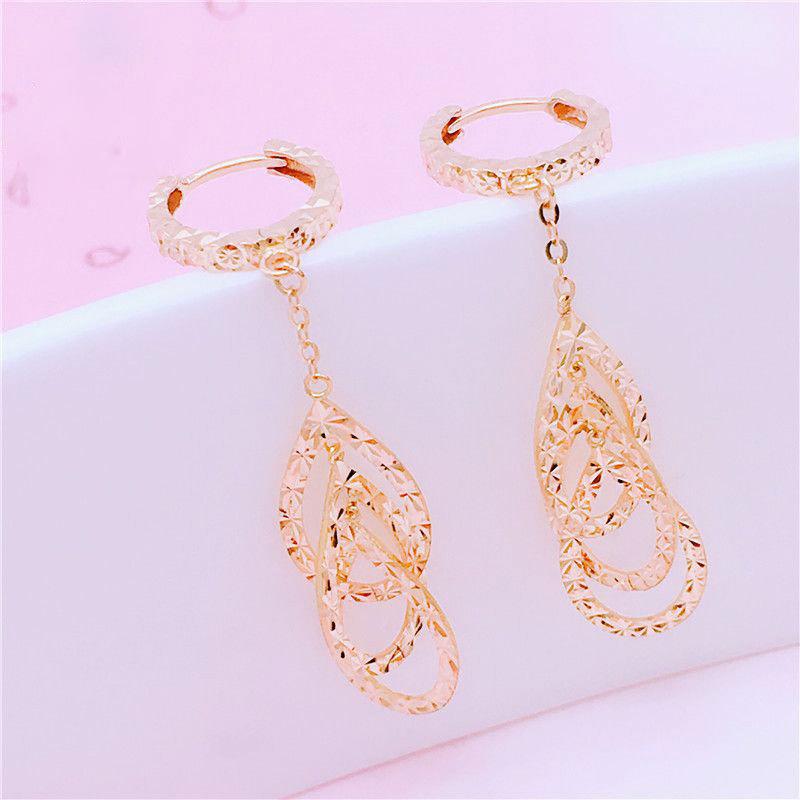 Серьги-капли золотого цвета для женщин, фиолетово-золотые, блестящие и изысканные, модные серьги-гвоздики с покрытием из розового золота.