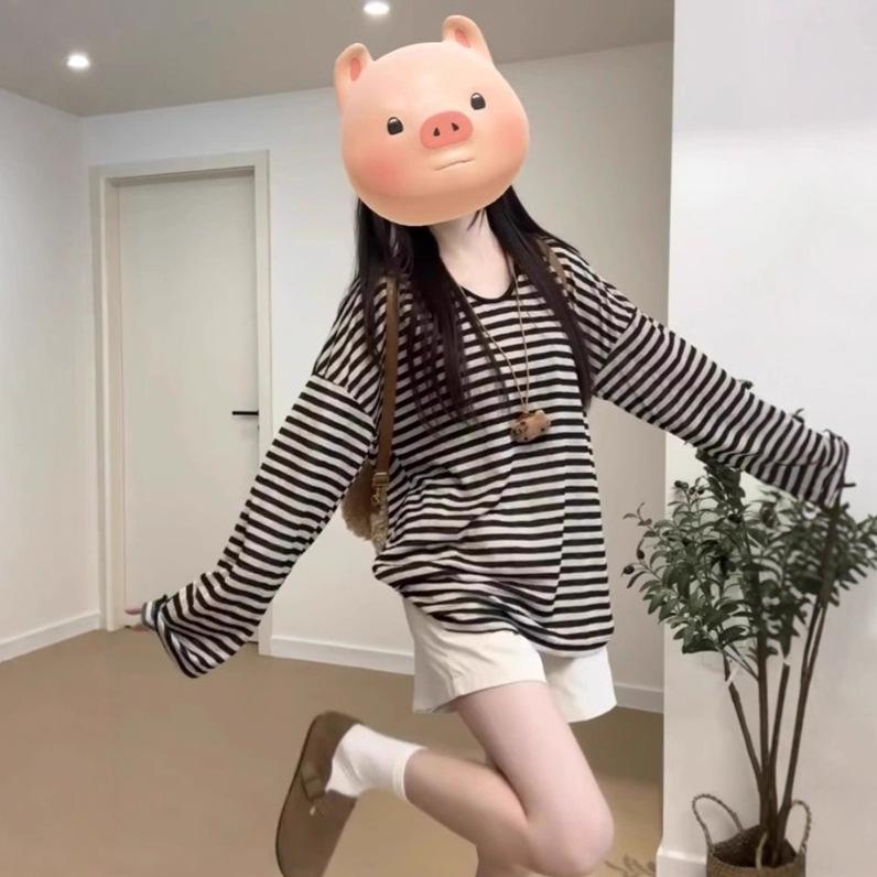 

2026 Summer Women s Korean Style Slim Fit Striped Short Sleeve T-shirt Casual Base Layer Top Fashion M [50-60kg]