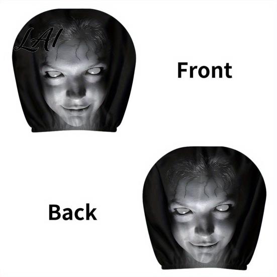 Interior Styling Accessories for Vehicles 2Pcs Universal Car Headrest Covers Horror Pattern Seat Protector Breathable Protector Stretchy All Seasons