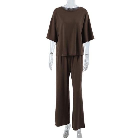 Damskie Zestawy 2-częściowe Casualowy Pulower z Krótkim Rękawem Luźna Góra i Spodnie z Szerokimi Nogawkami Zestaw Letni Dres Lounge