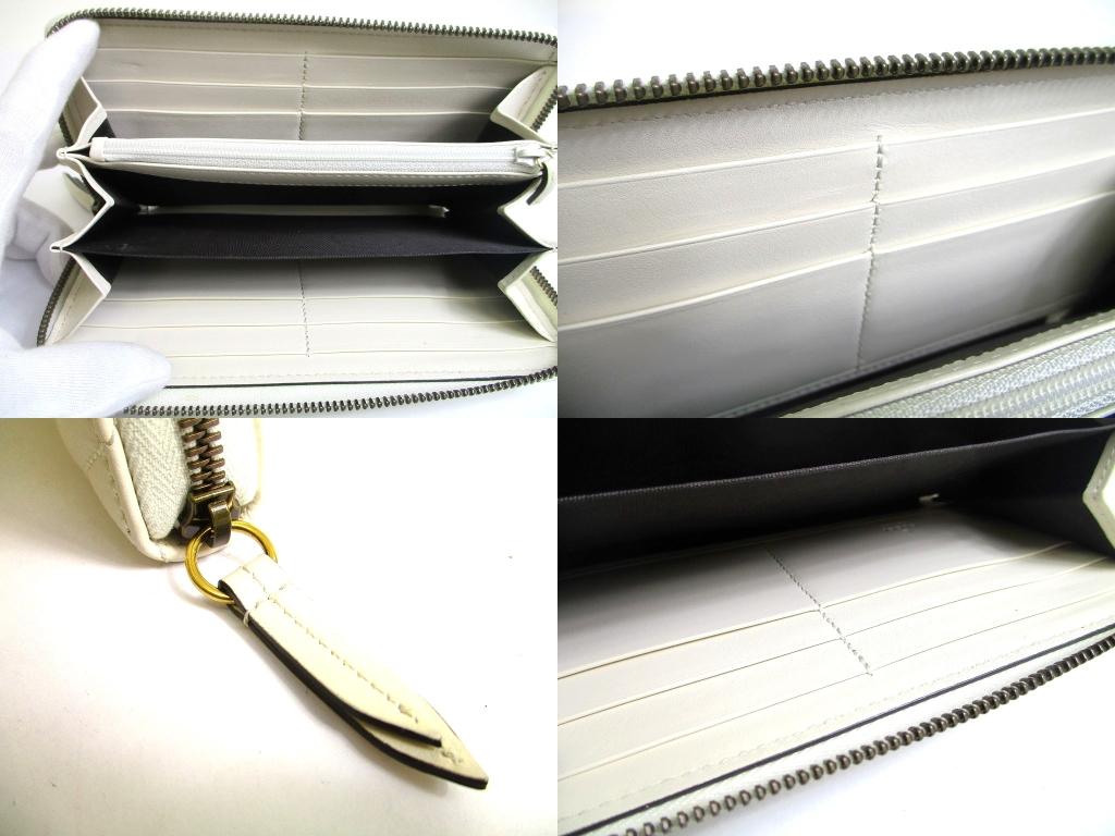 Authentic GUCCI Marmont GG White Leather Round Zip Long Wallet #b119  Seller Refurbished