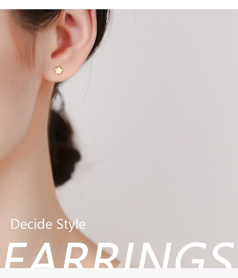 925 Sterling Silver Five-Pointed Star Stud Earrings: Women's Classic and Elegant Fashion Jewelry