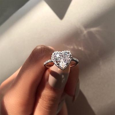 KISSWIFE Fashion Love Heart Shaped Ring for Wedding Engagement Bridal Wedding Jewelry Finger Jewelry