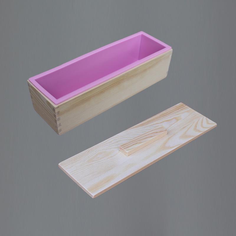 Rectangular Silicone Soap Mold & Wood Box for DIY Cold Process Soap Making (1200g Capacity)