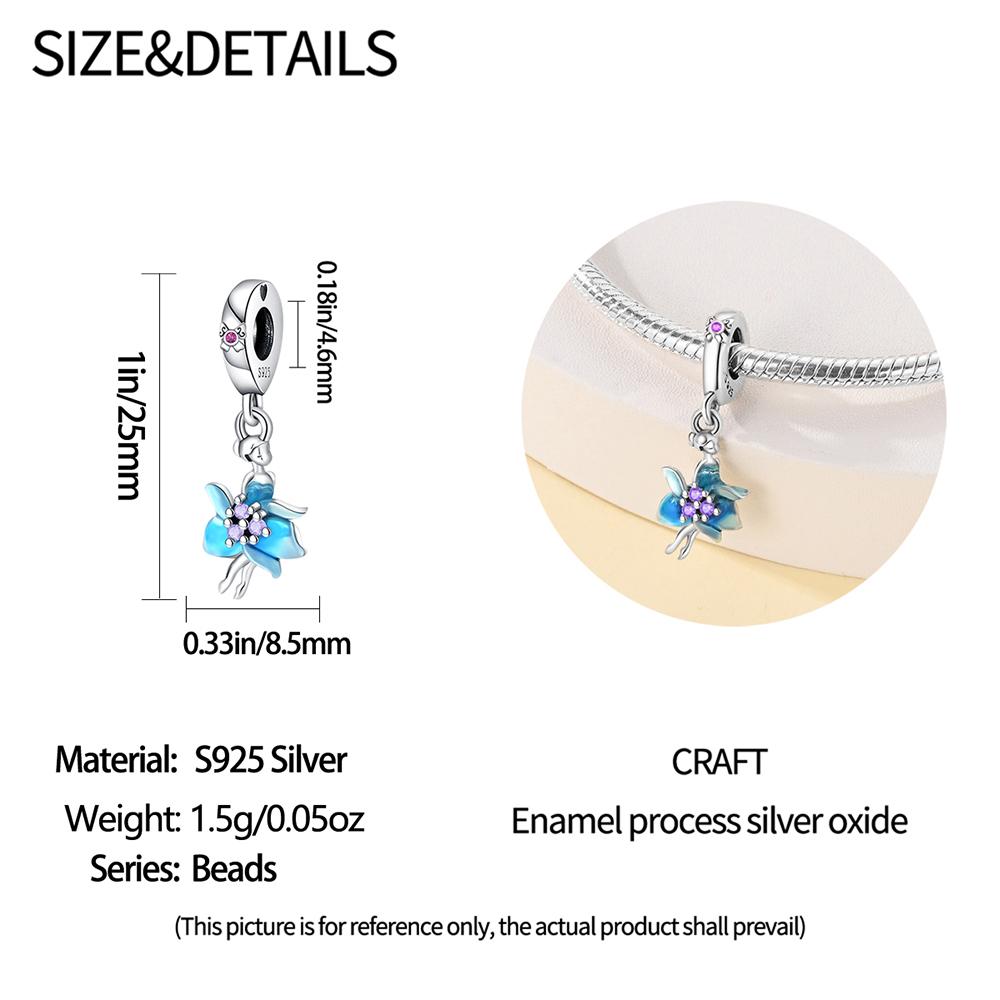 Original Copper Charms Luxury Blue Fairy Girl Pendant Beads Fit Bracelet Diy Women Making Delicate Gift