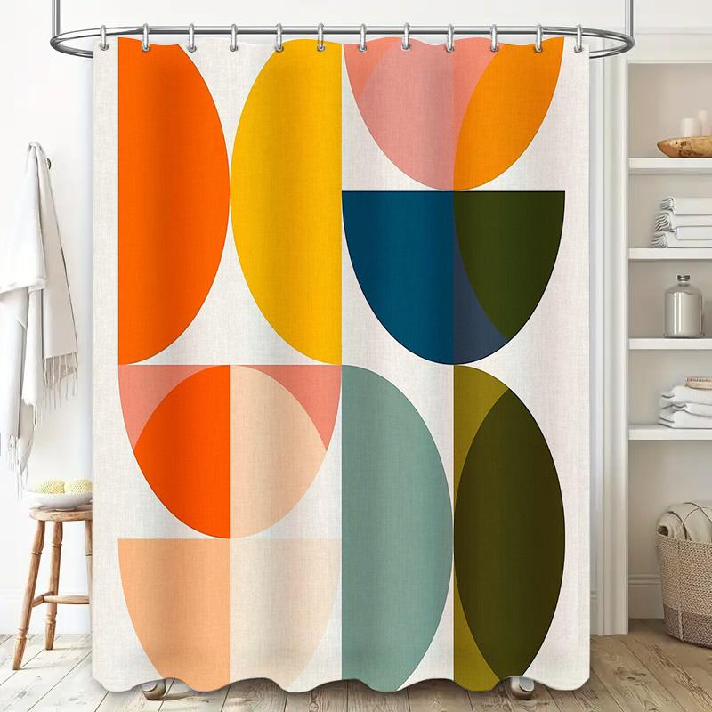 Geometric Abstract Shower Curtain Modern Art Minimalist Bathroom Decor Patterned Backdrop Waterproof Fabric