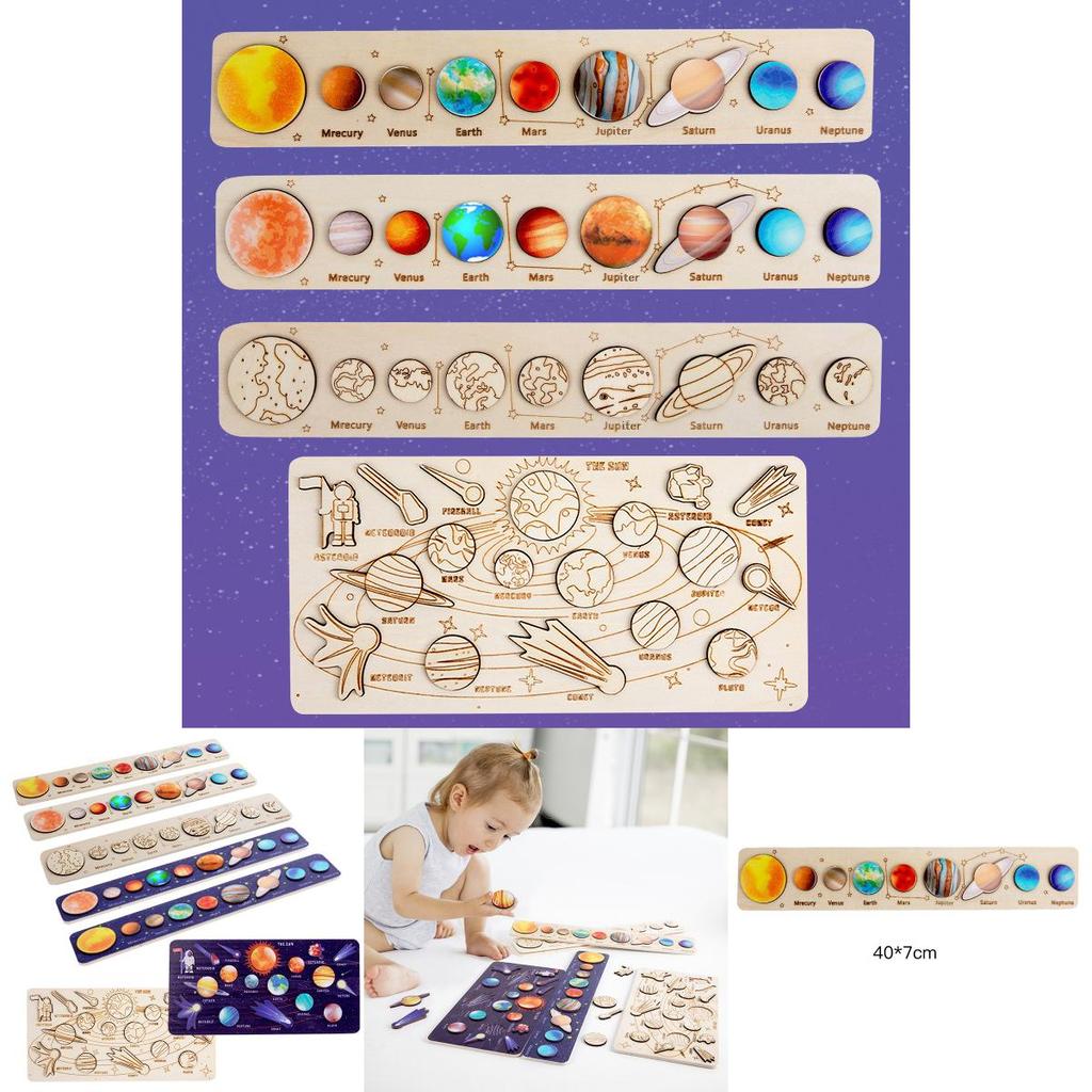 Childrens Educational Space Puzzle With Wooden Solar System For Learning And Cognitive Development