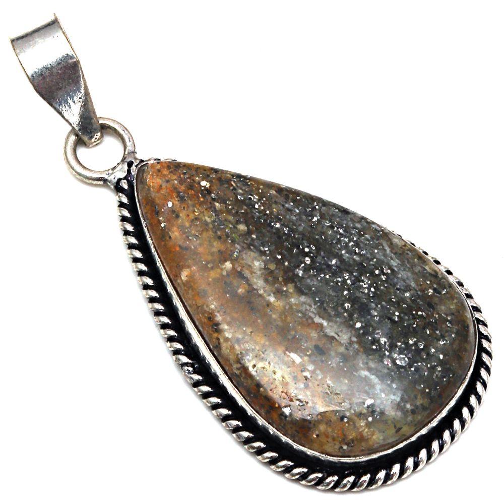 

Pendant Black Rutile Gemstone Mother Day Gift Silver Jewelry 2.25