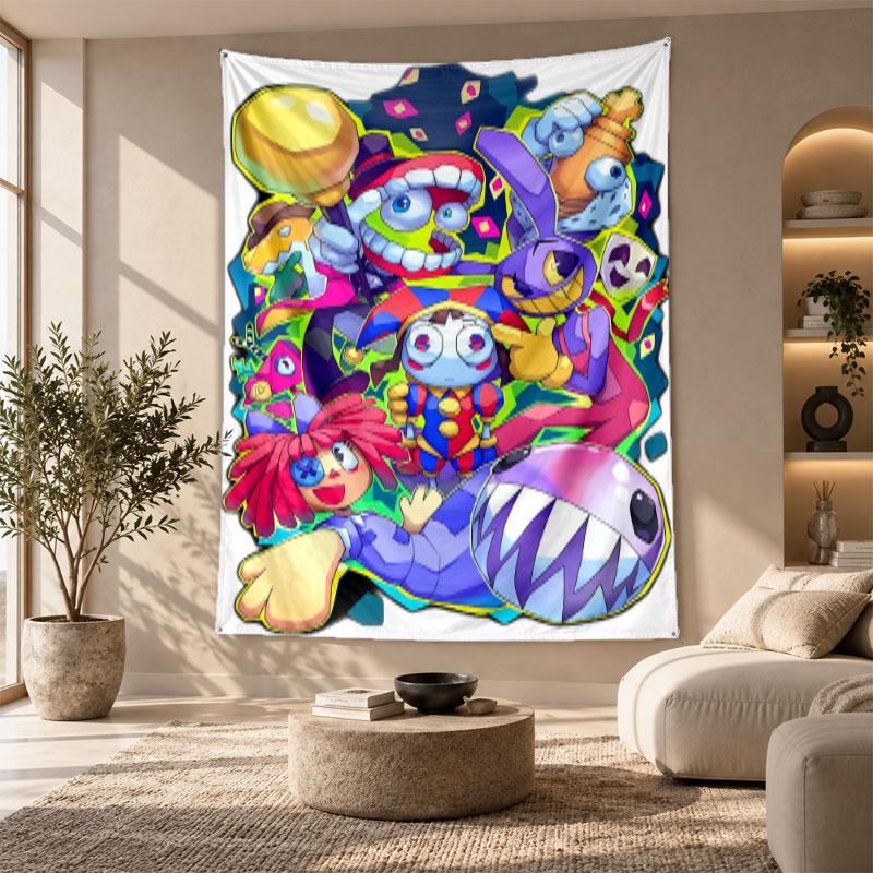 Decorative Tapestry,The Amazing Digital Circus Printed Wall Art, Lightweight Wall Hanging For Bedroom Background