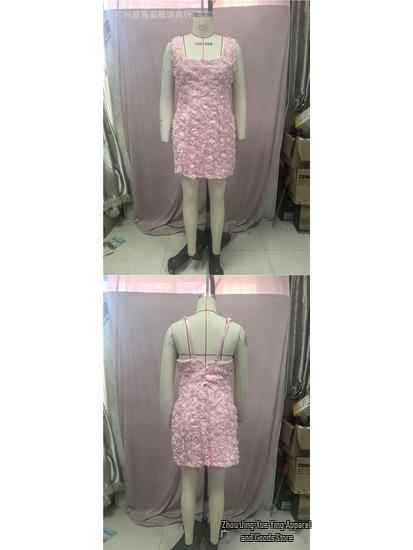 European-American Floral Square Neck Sleeveless Mini Dress