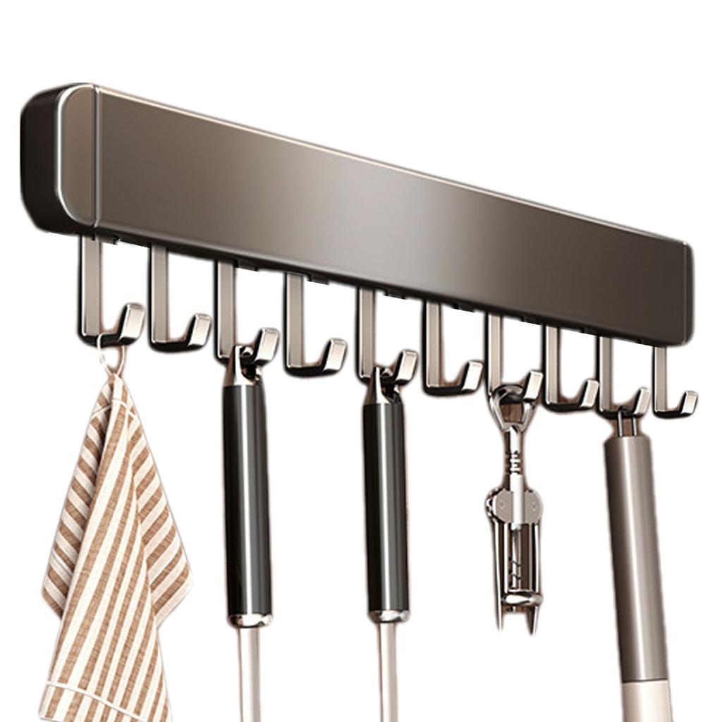 30/40/50cm Stainless Steel Non Perforated Kitchen Hook Rack With Movable Hooks For Spoon Shovel Utensil Organization