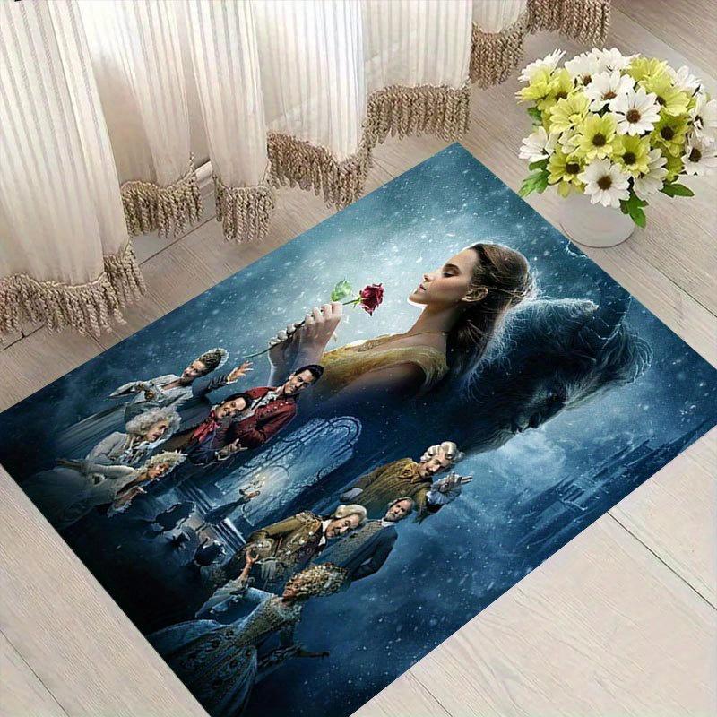 

1pc beauty and the beast Pattern Carpet Area Rug Non slip Carpet Hand Washable Floor Mat Suitable For Living Room Bedroom Home Decor Room Decor 60cm by 90cm