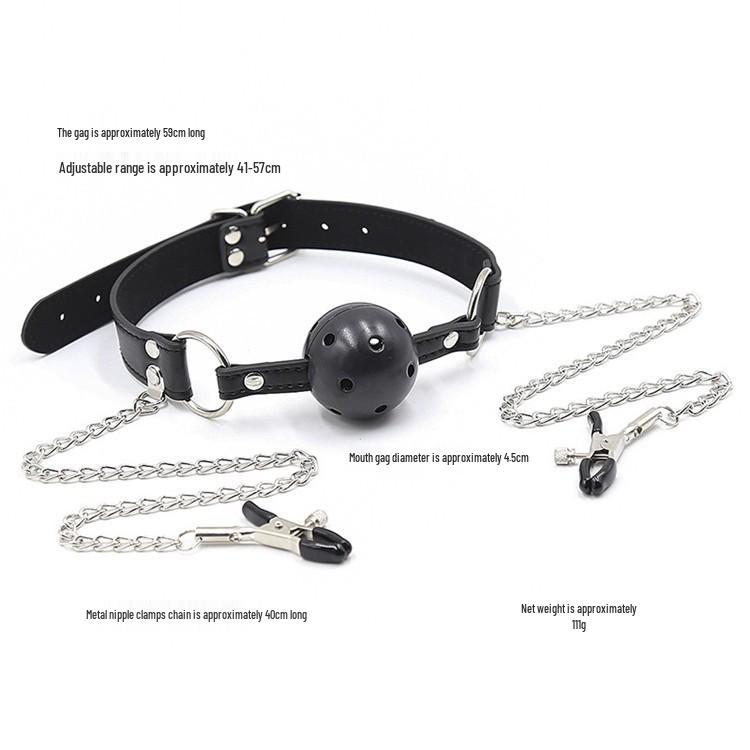 SM Erotic Gag Ball Set: Nipple Clamps, Restraints, Muzzle Training Tools for Men and Women