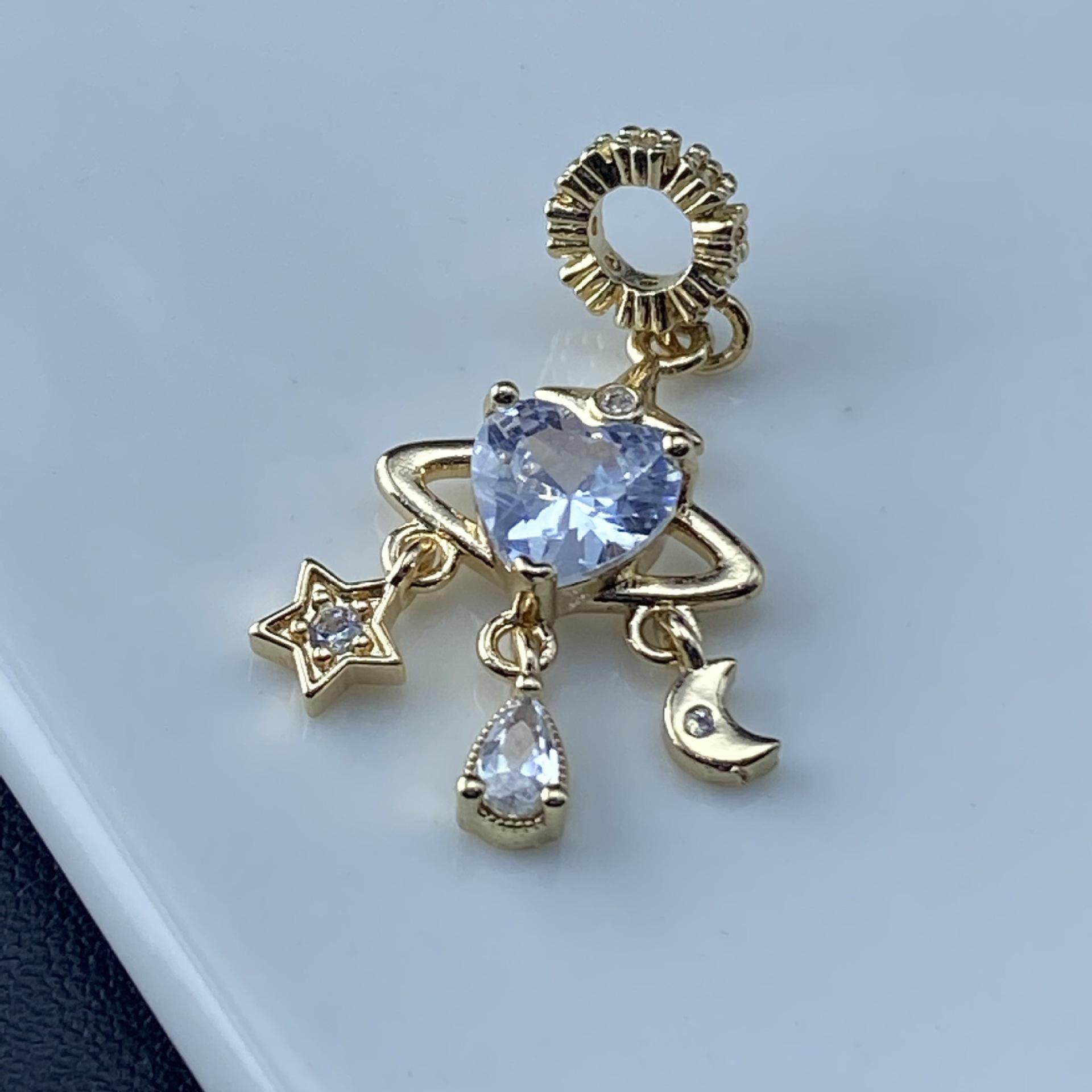Micro White Zircon Saturn DIY Jewelry Crystal Beading Pendant Accessories