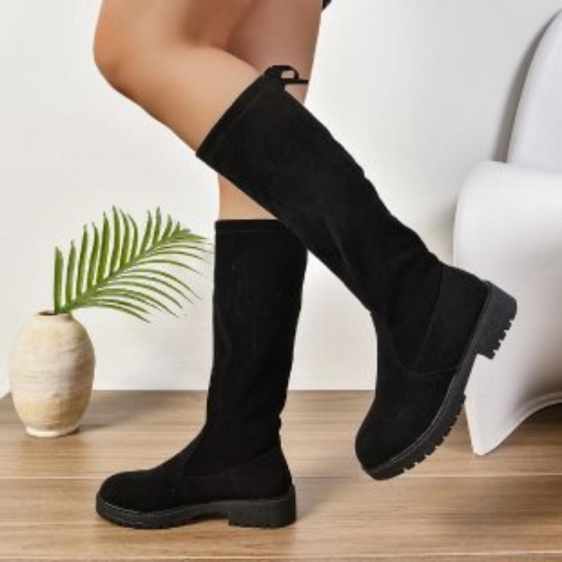 Suede Boots Autumn and Winter New Comfortable Versatile Boots Retro High Boots Velvet Elastic Knight Boots Women