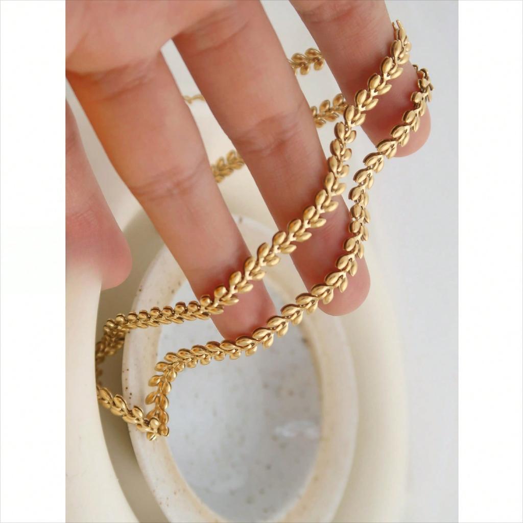 Handmade Chain Women Love Wheat Chain Necklace Simple Versatile Stainless Steel Necklace