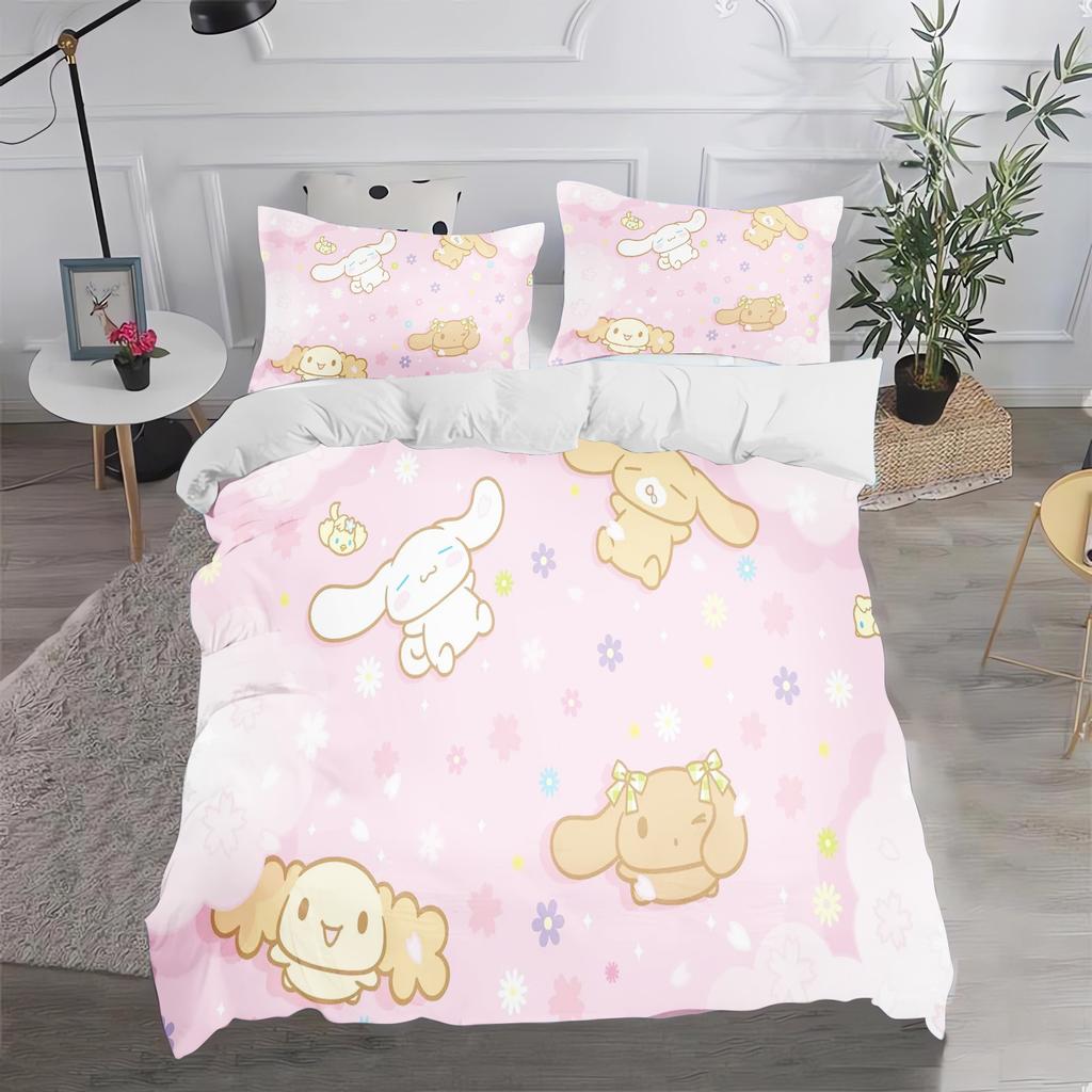 Cinnamon Dog Sanrio Twin Size Bedding Sets Duvet Cover 3-Piece Set 1 Quilt Home  Polyester Comforte Luxury Anime