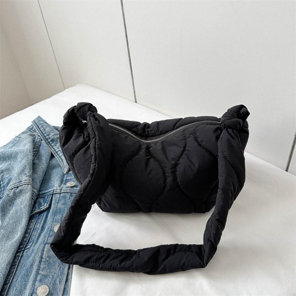 Women Fashion Large Capacity Cotton-padded Bag Puffy All Matched Underarm Bag Quilted Retro Shoulder Bag
