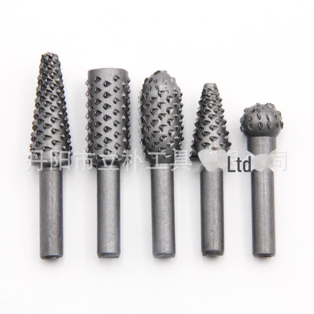 5-Piece Black Woodworking Mace Rotary File Electric Grinding Head Tool DIY Accessories Set