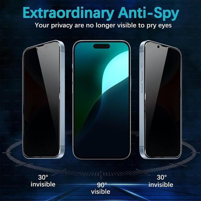 Protecteur d'écran - Verre Trempé - iPhone 16 - Anti-Espion - Ultra Fin - Résistant aux Rayures