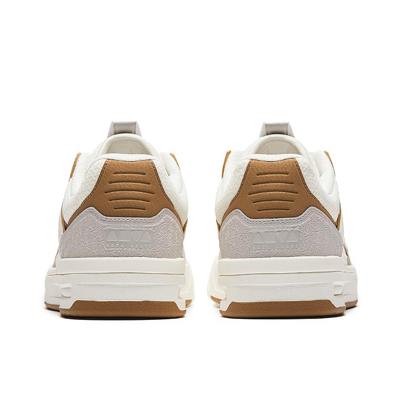 Anta Cushioning Skateboard Shoes Men's Ivory White/Light Tea Brown/Shade 1 Gray 112618043-2