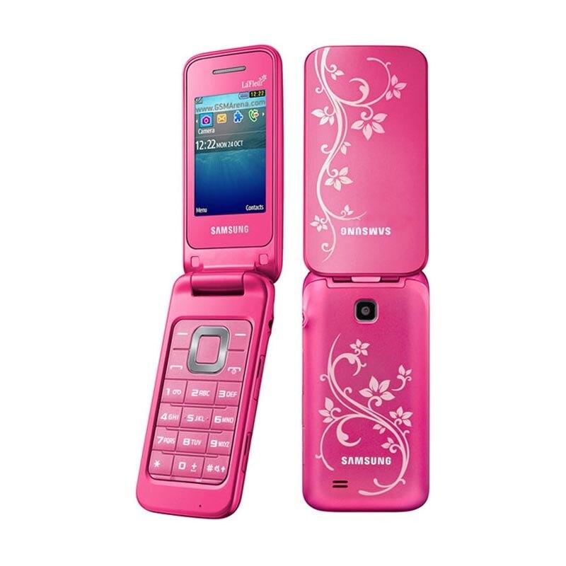 Samsung Gerenoveerde  C3520 FM Radio 1.3MP GSM Bluetooth Ontgrendeld Originele Klaptelefoon roze