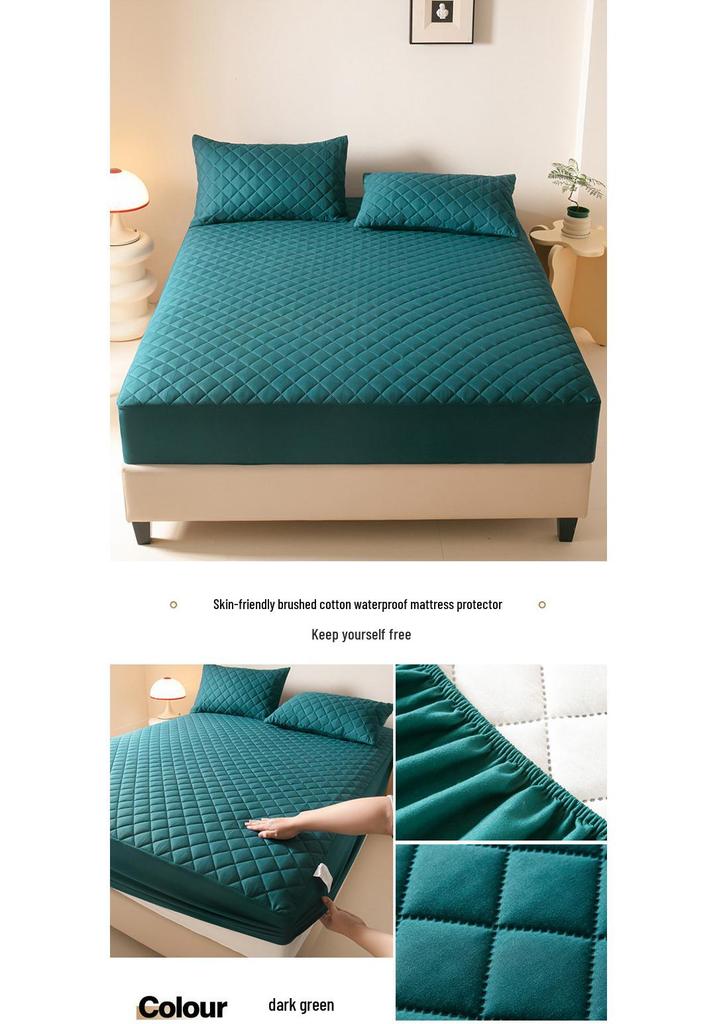 Waterproof Quilted Mattress Protector with Small Checkered Design